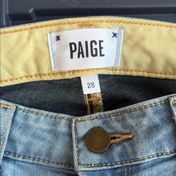 PAIGE Blue Flare Wide Leg Denim Lou Lou Petite New condition Size 28 - Picture 4 of 10